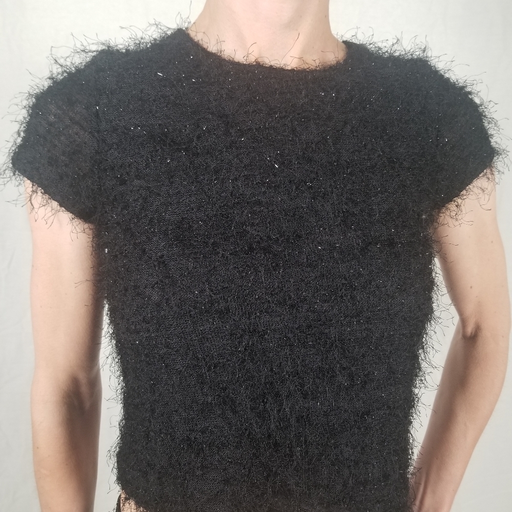 VINTAGE..1990'S Short Sleeve Eyelash Knit Blouse